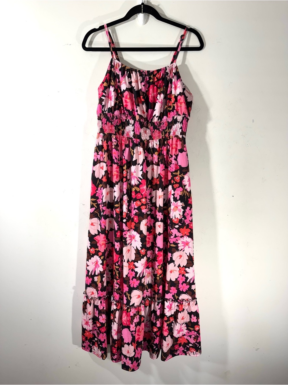 Grace Karin Black Maxi Dress with Red Floral Print